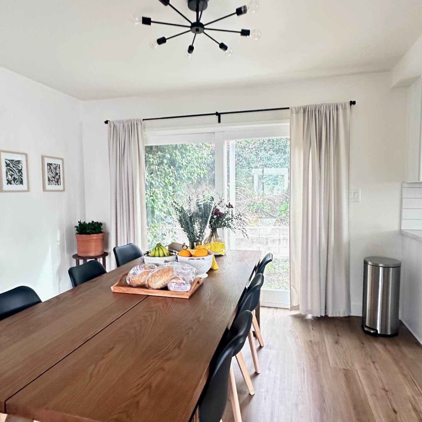 Freshly cleaned dining room with bright natural light