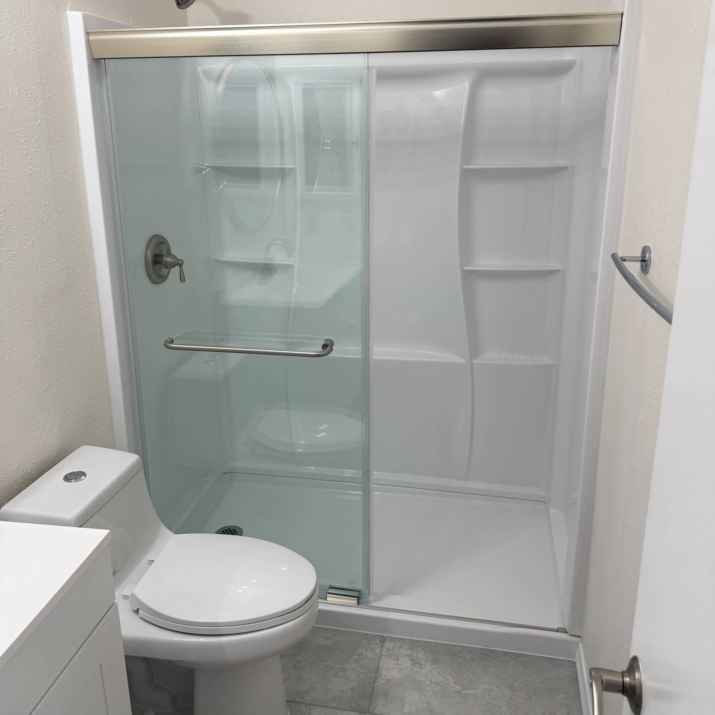 Spotless glass shower after a deep clean
