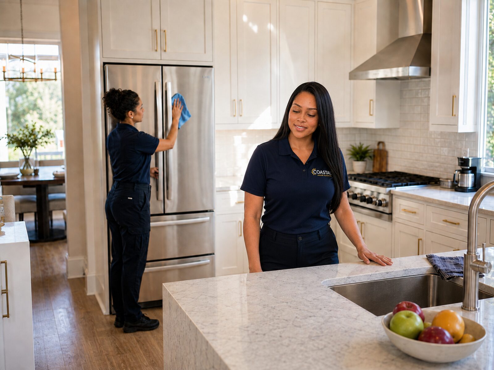 Coastal House Cleaning team working in a San Diego kitchen
